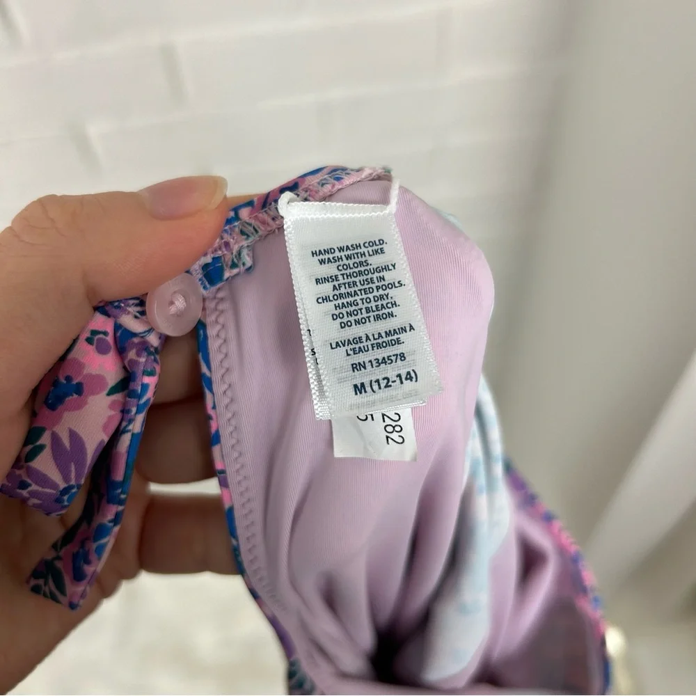 Vineyard Vines Girls Floral Long Sleeve One Piece Swimsuit Size M 12-14